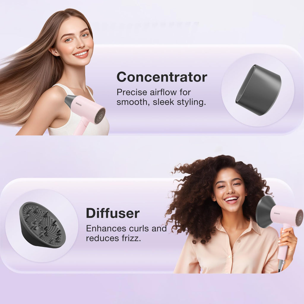 1875W Ionic Foldable Hair Dryer with Diffuser D9658