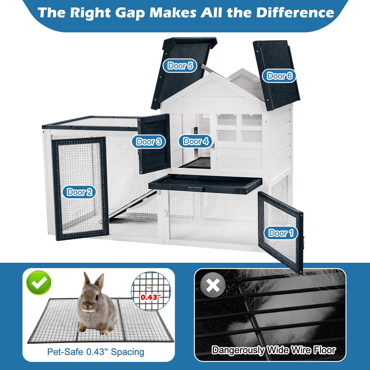 Indoor Outdoor Rabbit Cage with Weatherproof Roof V38448