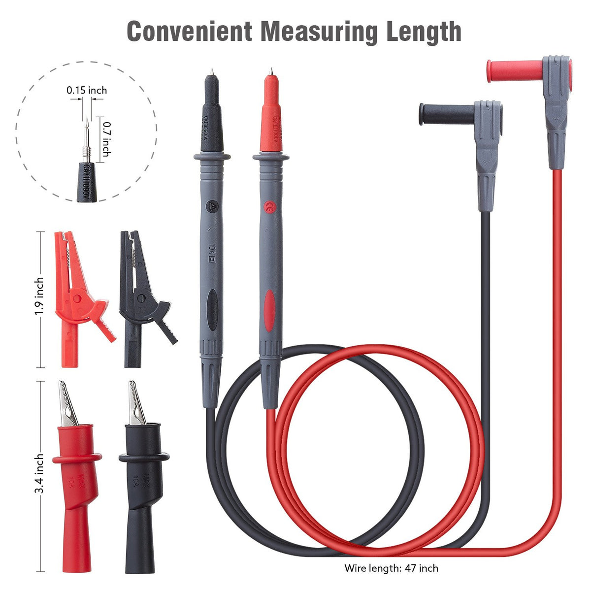 Silicone Multimeter Test Leads with Alligator Clips V275095