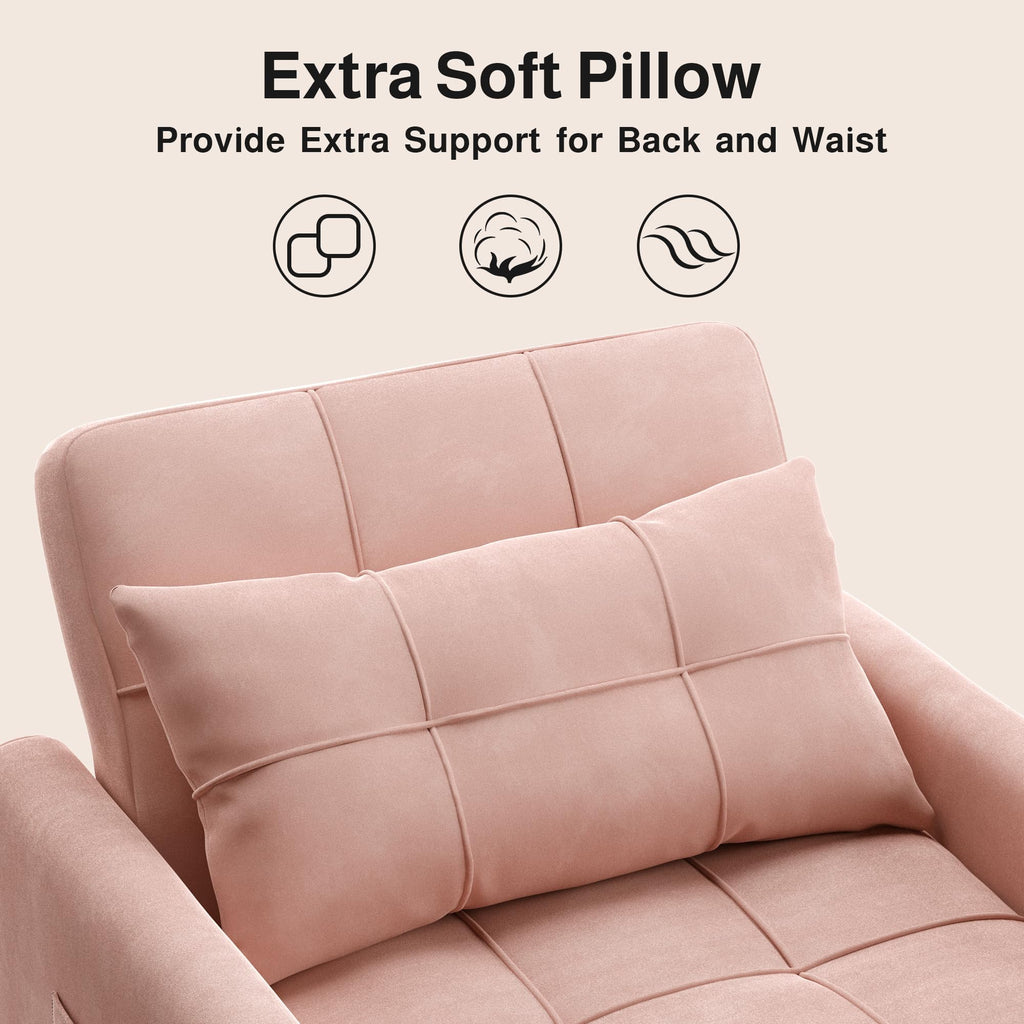 Pink Convertible Sleeper Chair Sofa Bed C513584