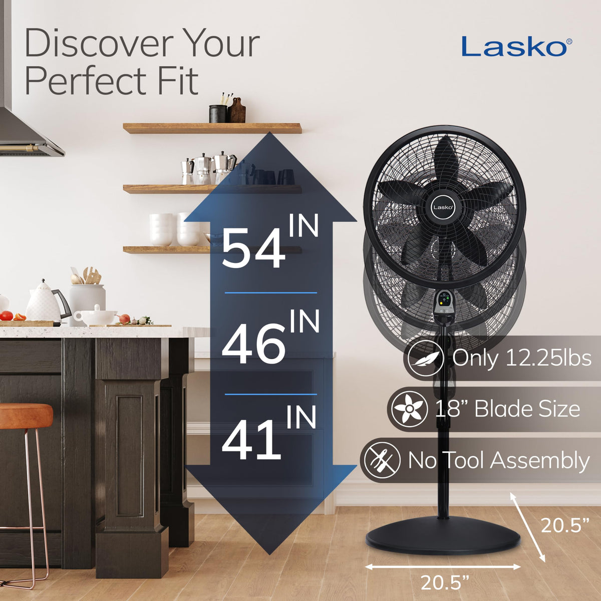 Black Oscillating Pedestal Fan W7422