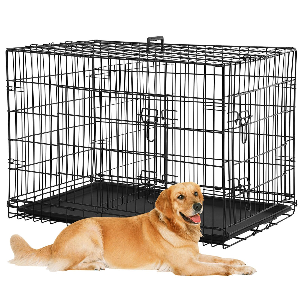 48 Inch Foldable Metal Wire Dog Crate with Tray A16161