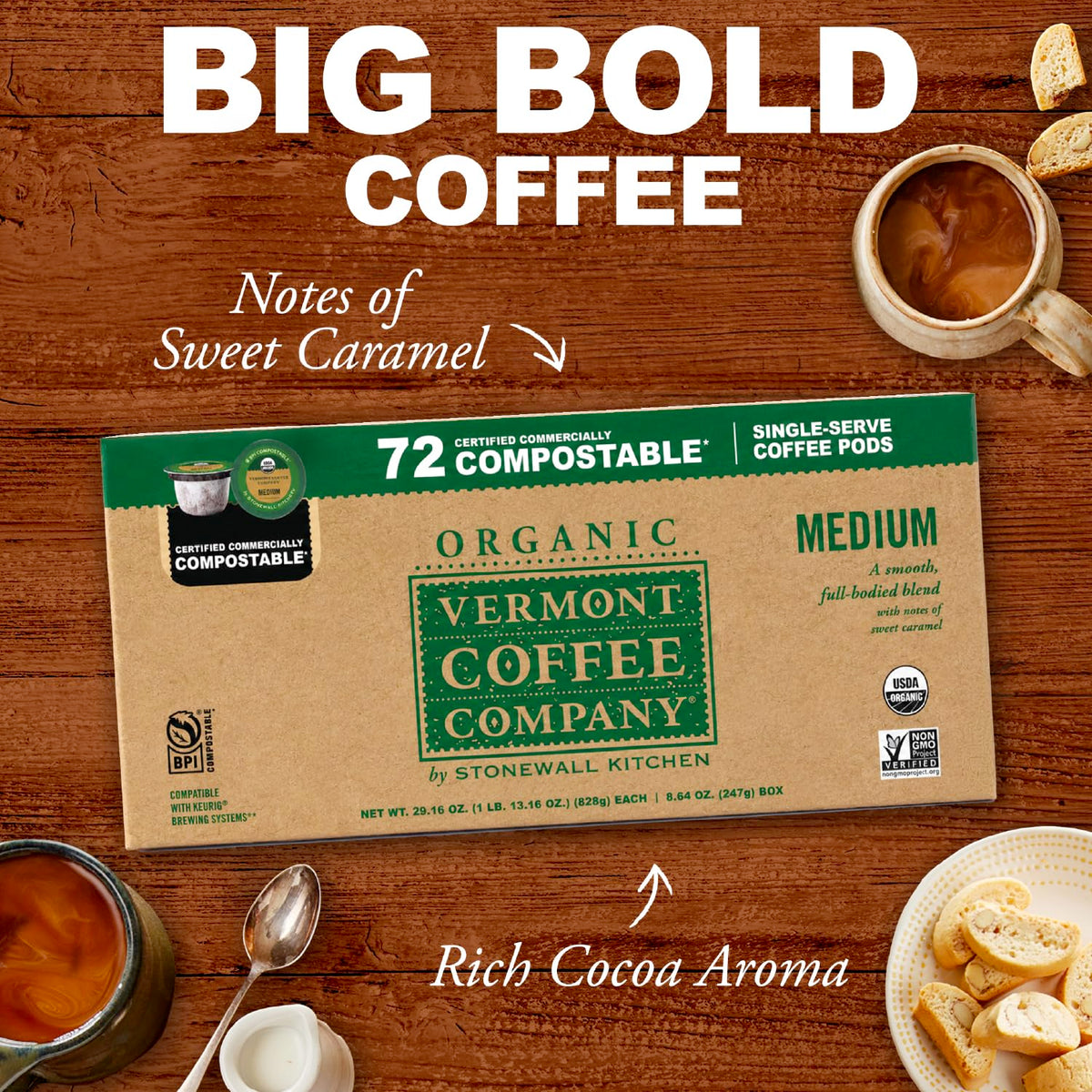 Organic Medium Roast Compostable Coffee Pods, 10CT Z471150