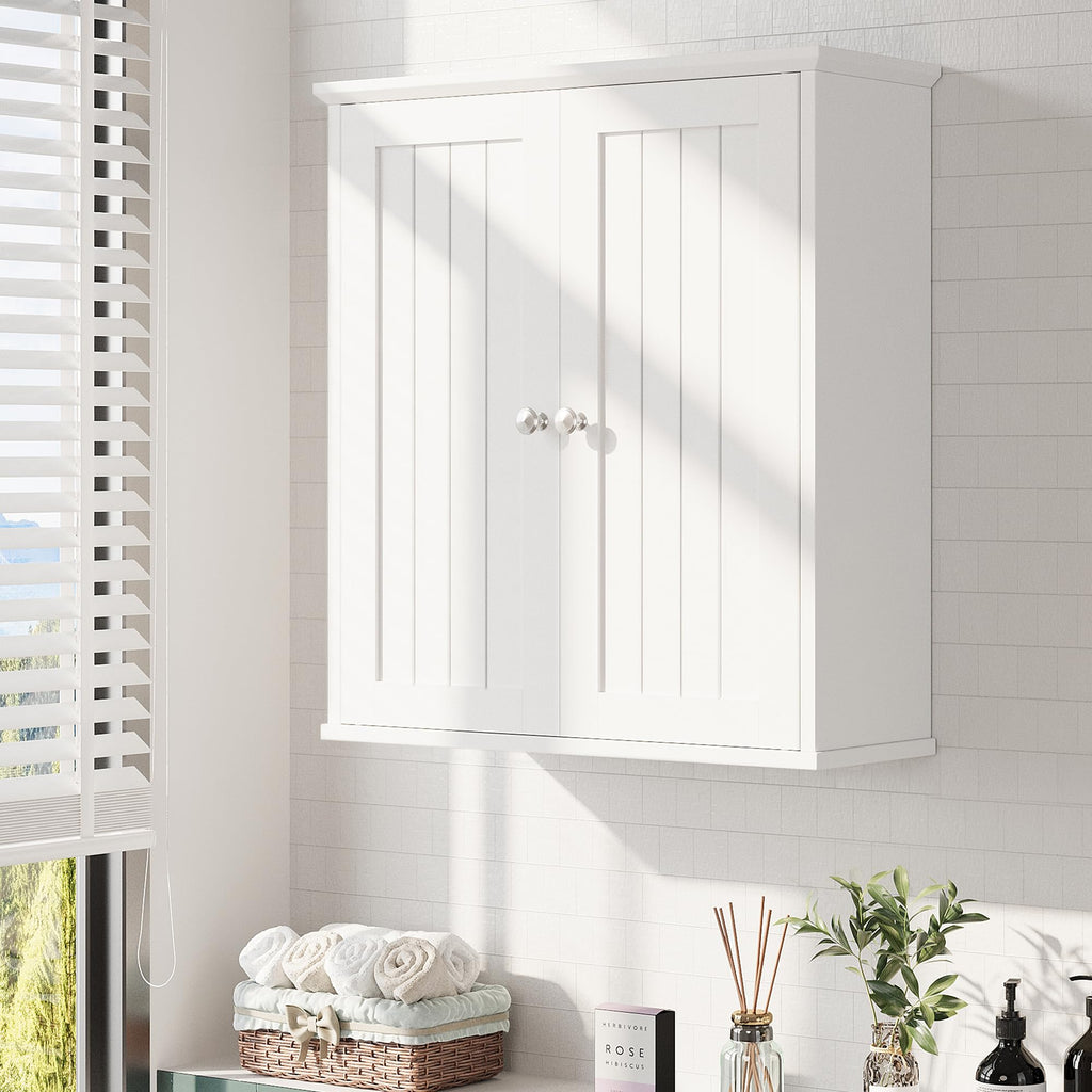 White Wall Mount Bathroom Cabinet with 2 Doors A51707