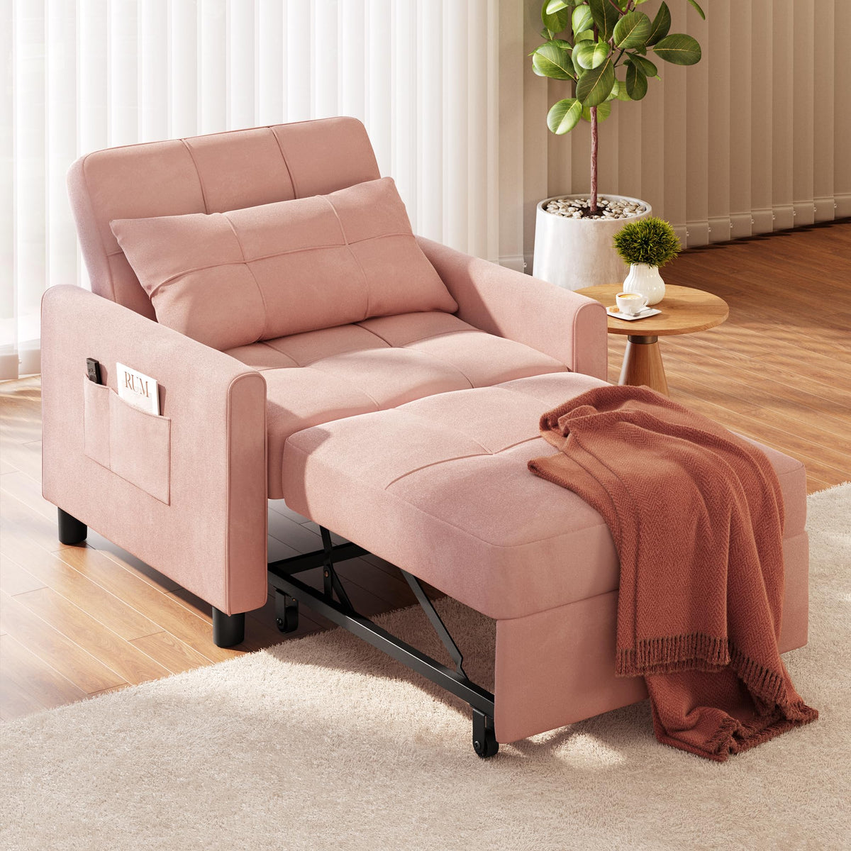Pink Convertible Sleeper Chair Sofa Bed C513584