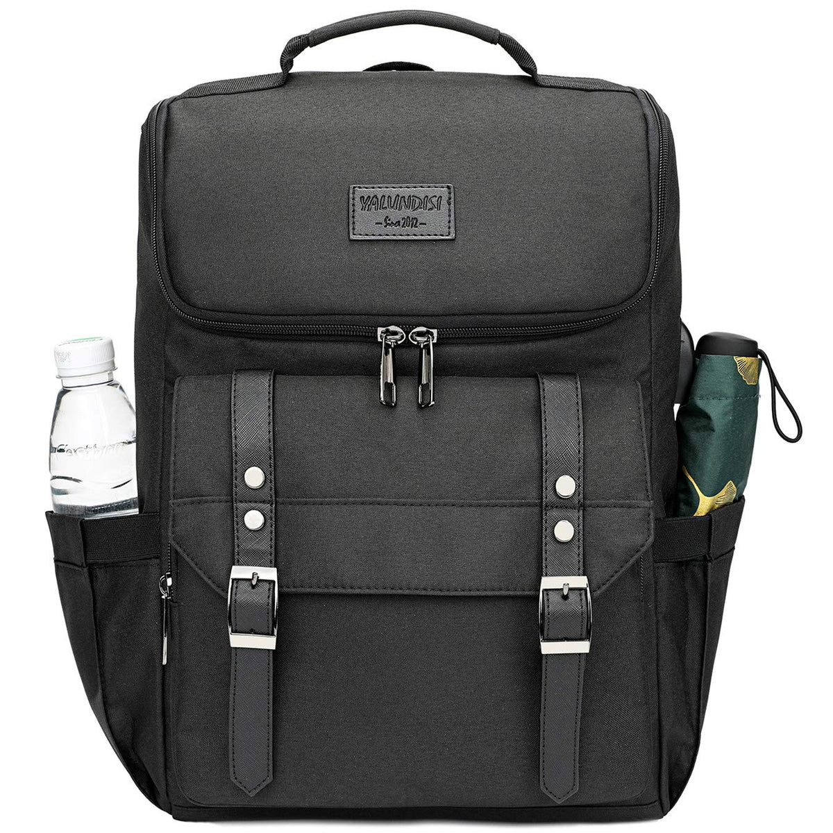 Vintage Laptop Backpack with USB Charging Port Fits 15.6 Inch Black F731507