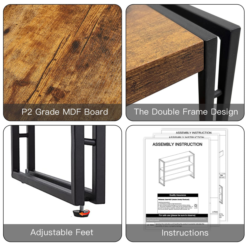 3-Tier Wood and Metal Bookshelf T4991