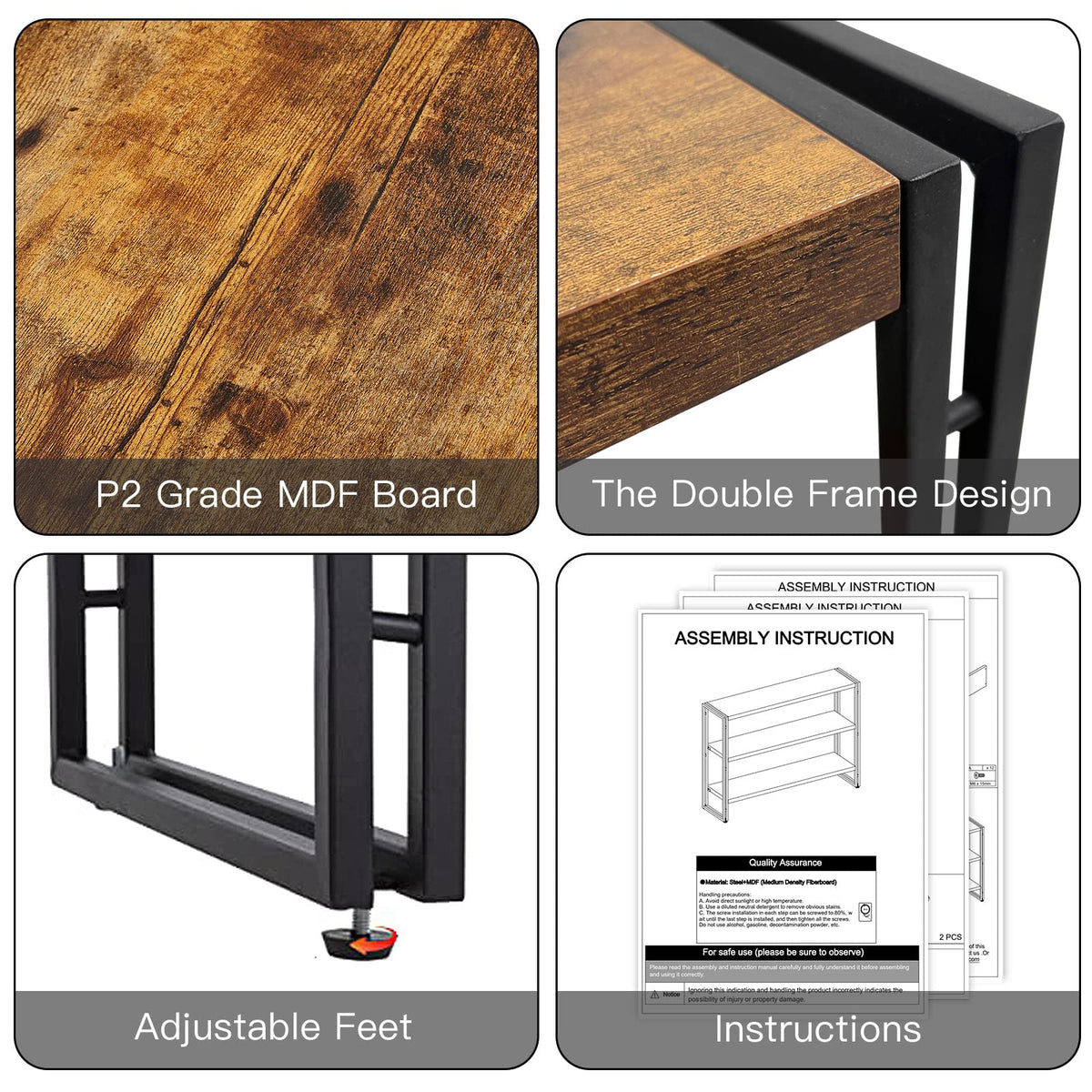 3-Tier Wood and Metal Bookshelf T4991