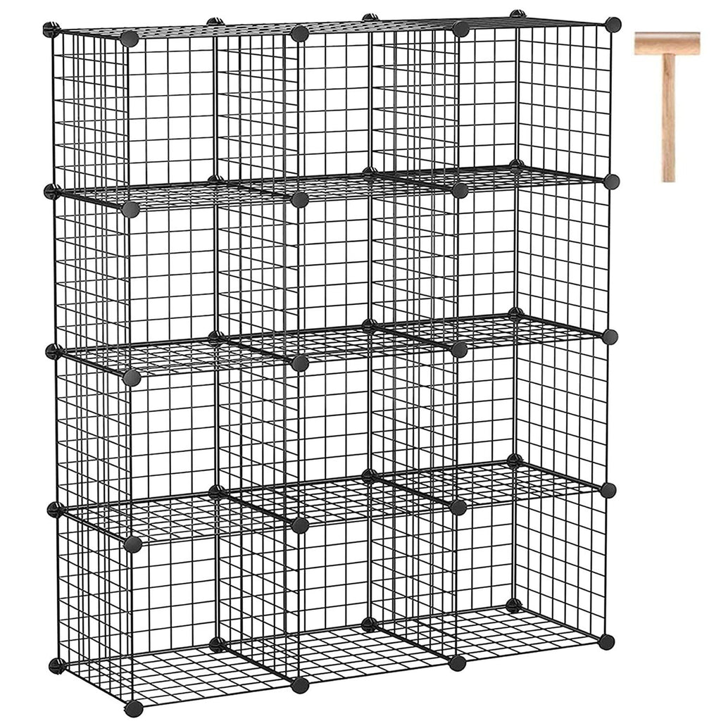 Black 12 Cube Wire Storage Organizer Z78319