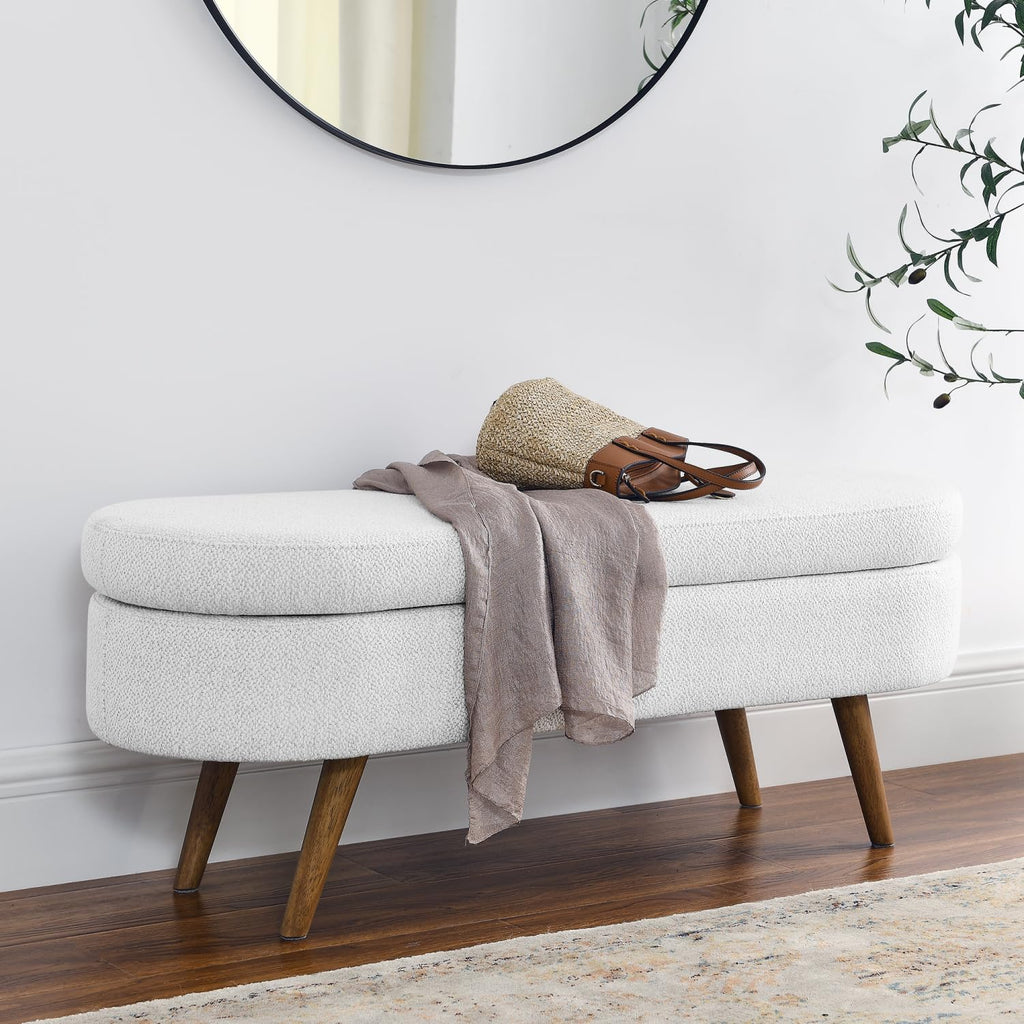 Oval Storage Bench with Rubber Wood Legs C753