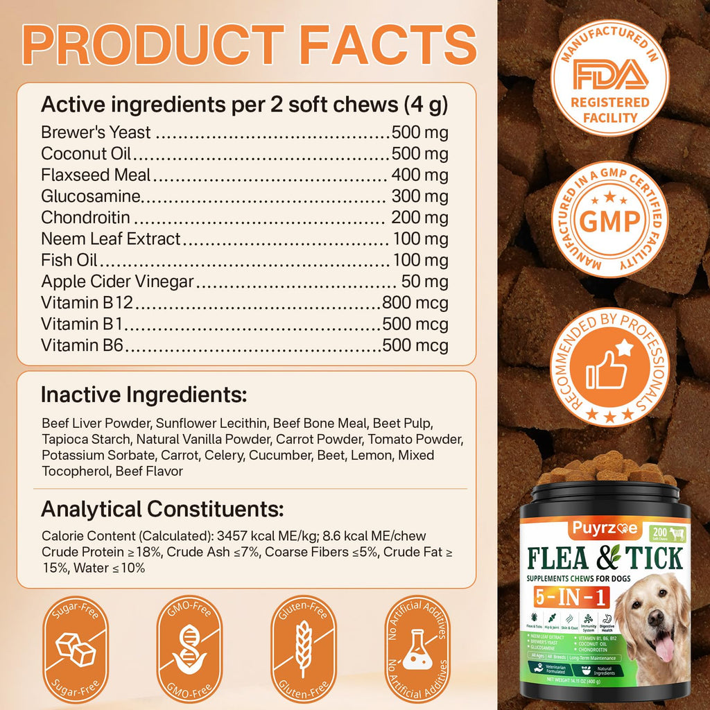 Flea and Tick Prevention for Dogs Chew F8758