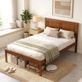 Twin Size Wooden Platform Bed with Headboard C308882