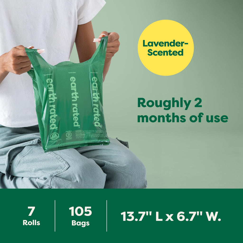 Dog Poop Bags 105 Easy Tie Handle Lavender Z897