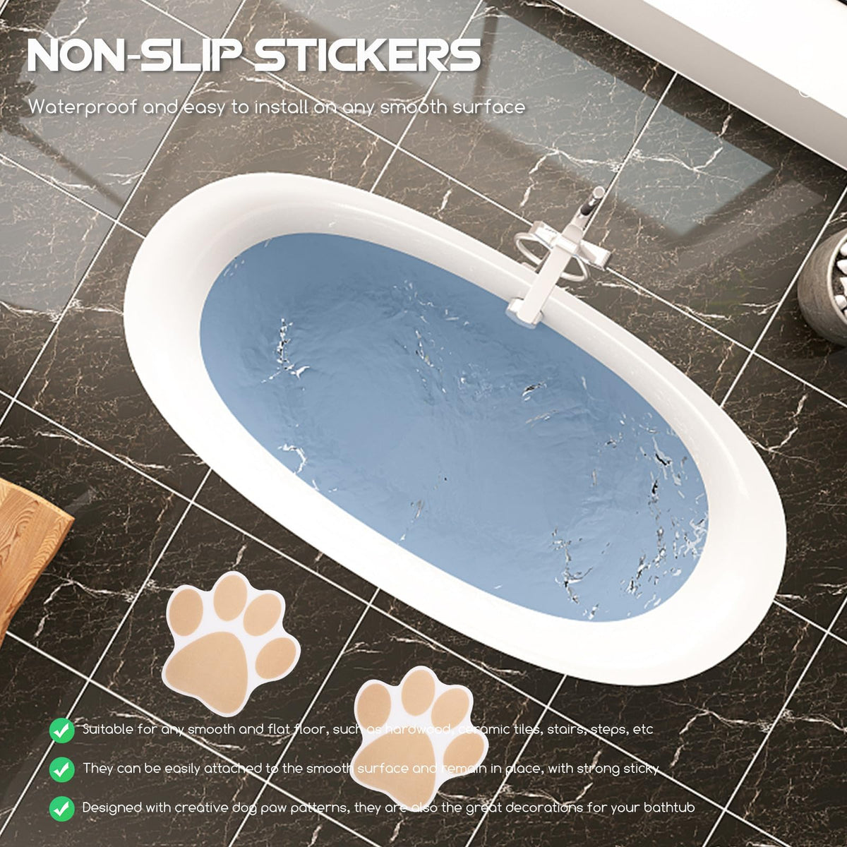 Dog Paw Bathtub Stickers PEVA Anti Slip Decal V8238