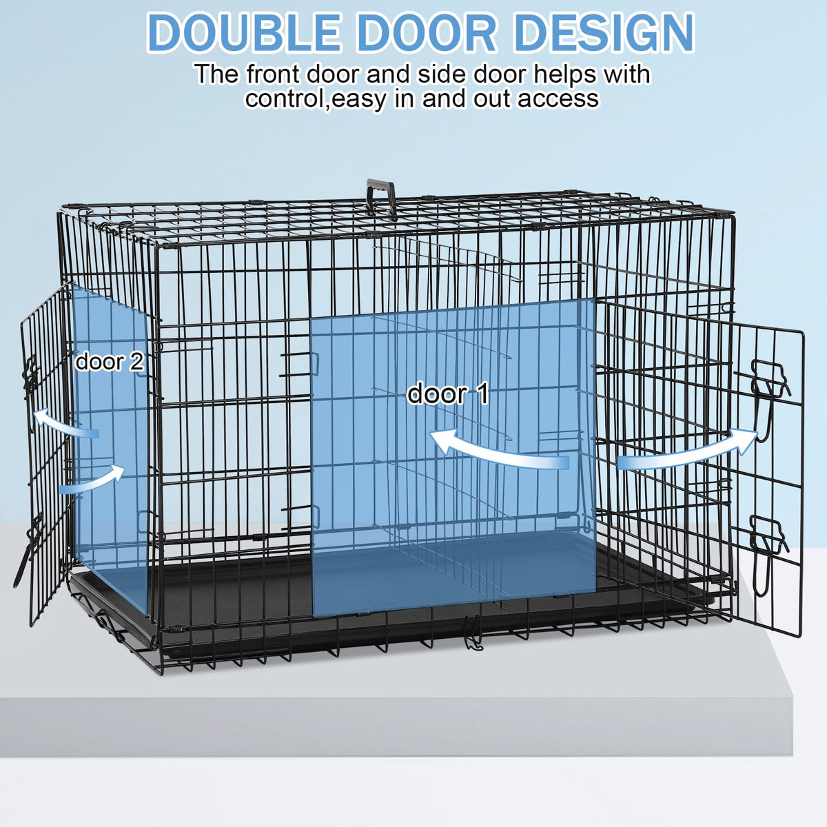 48 Inch Foldable Metal Wire Dog Crate with Tray A16161