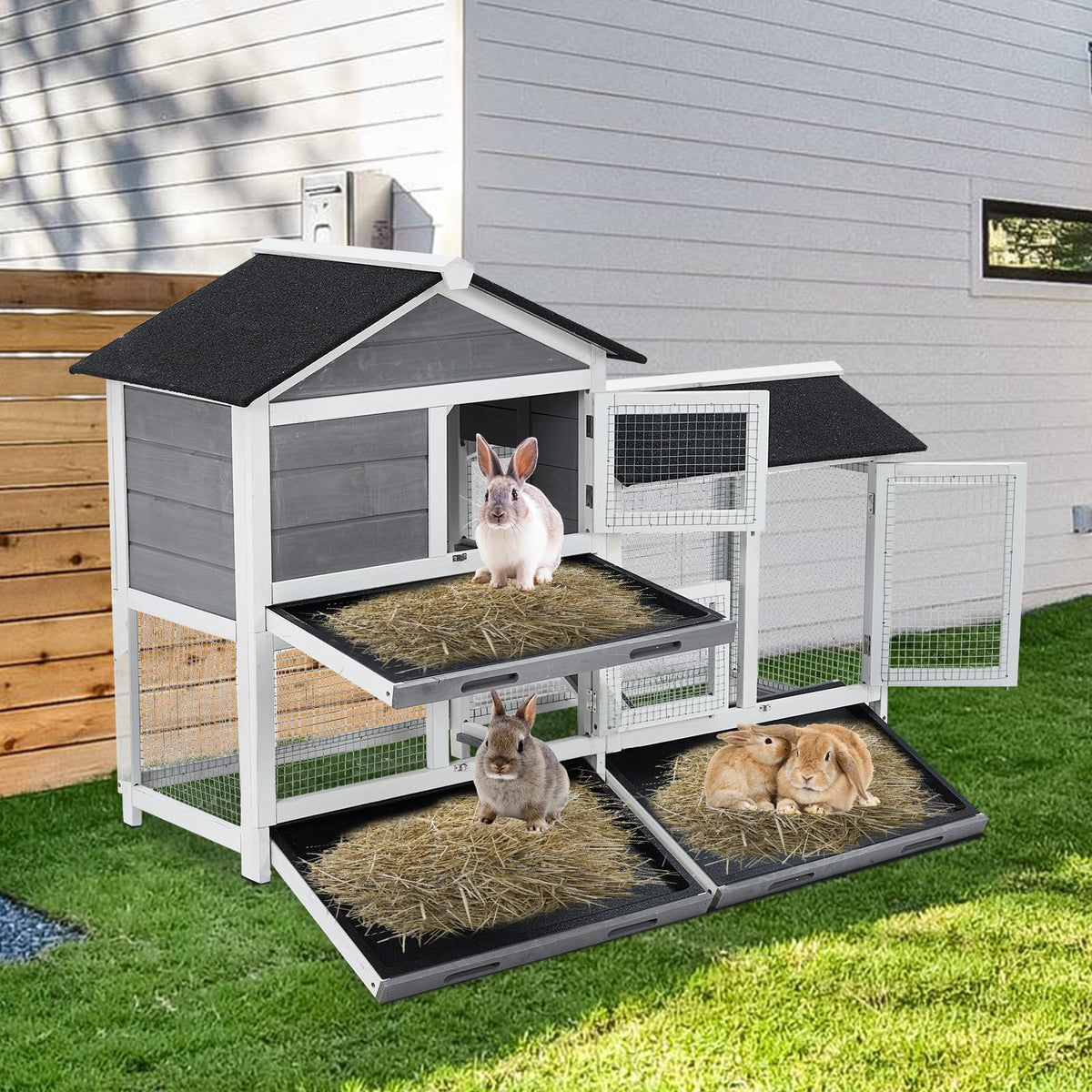 63'' 2-Tier Indoor Bunny Hutch U1421