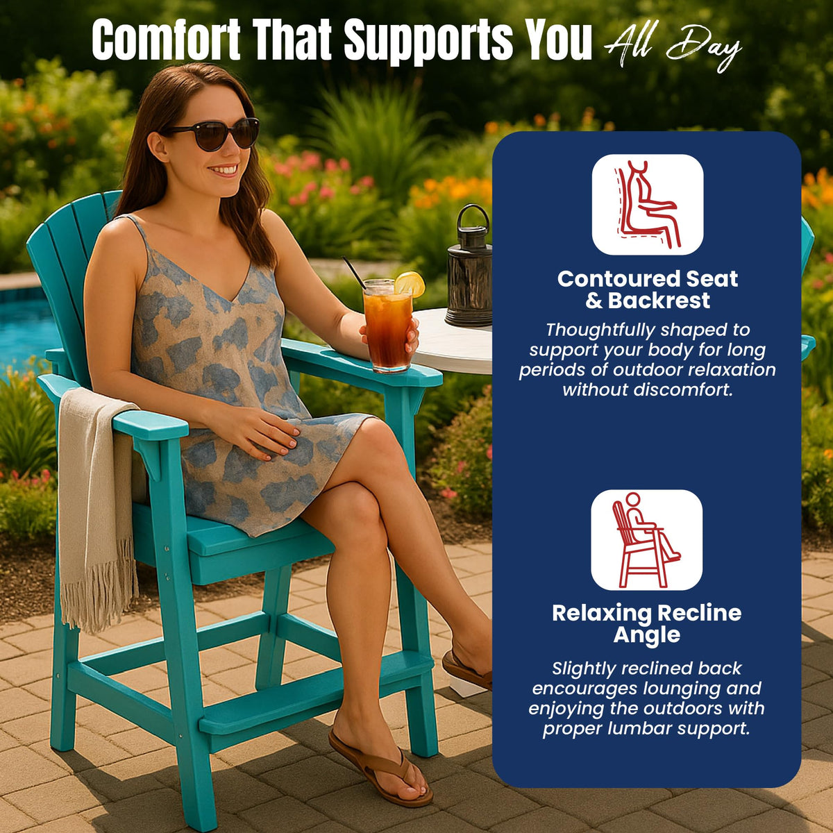 Teal HDPE Adirondack Chair Z6801