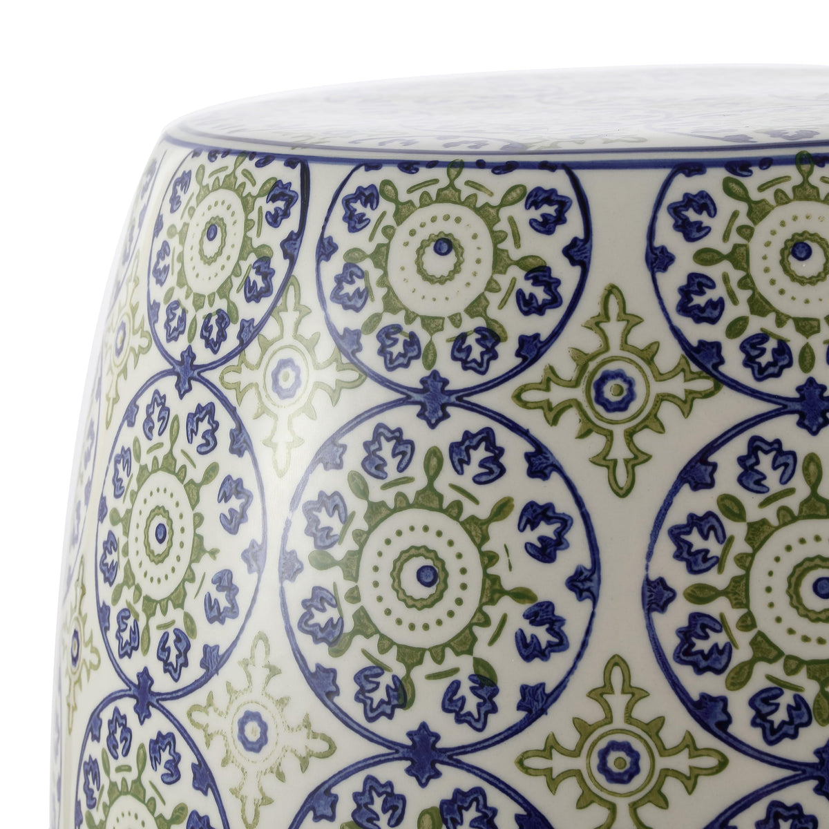 Blue Green Ceramic Drum Garden Stool Z900