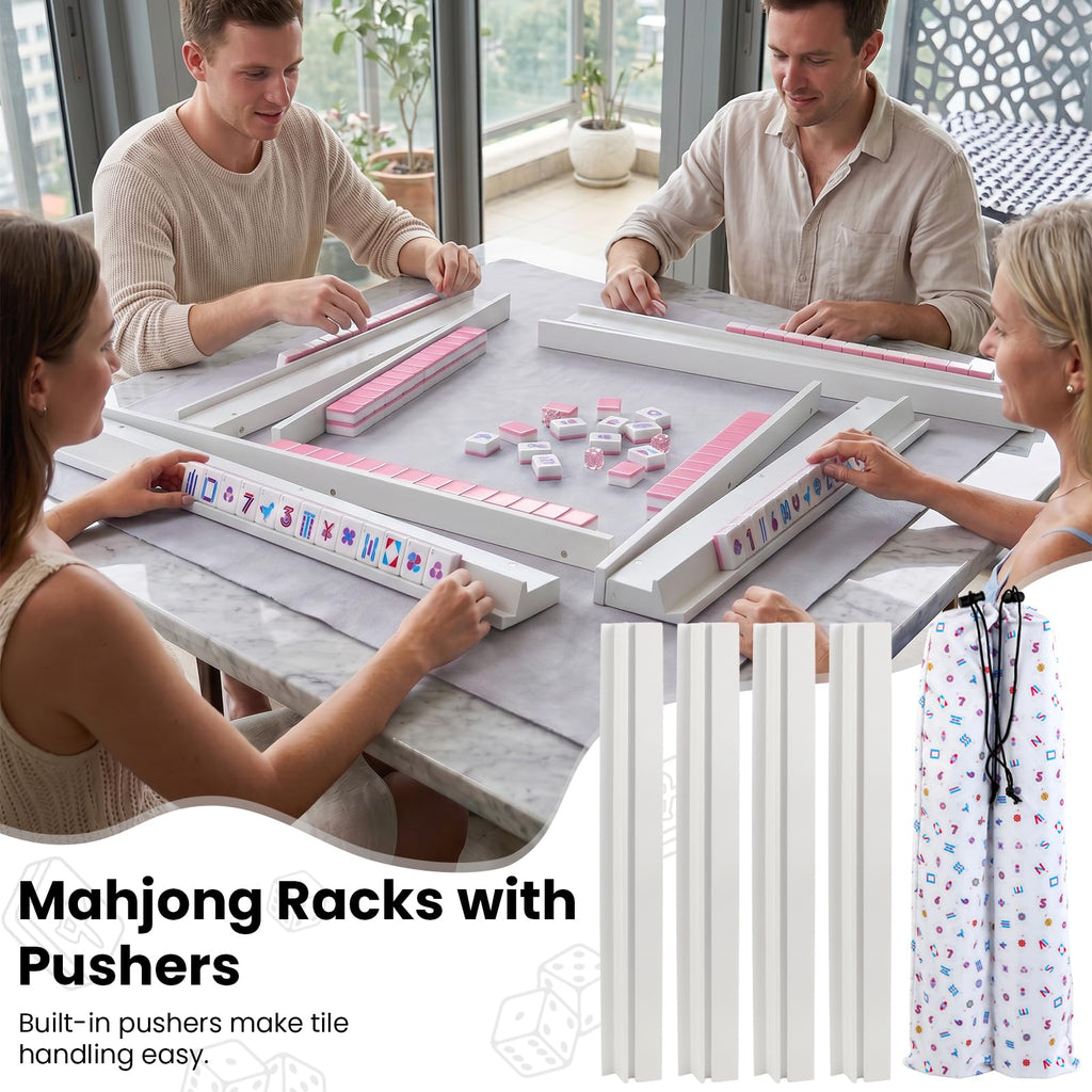 Set of 4 Wooden Mahjong Racks with Pushers U567