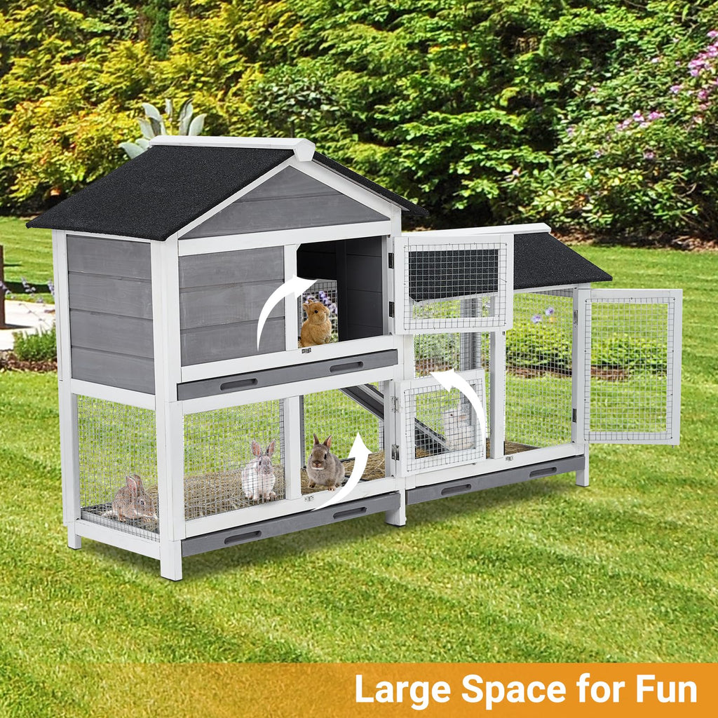 63'' 2-Tier Indoor Bunny Hutch U1421