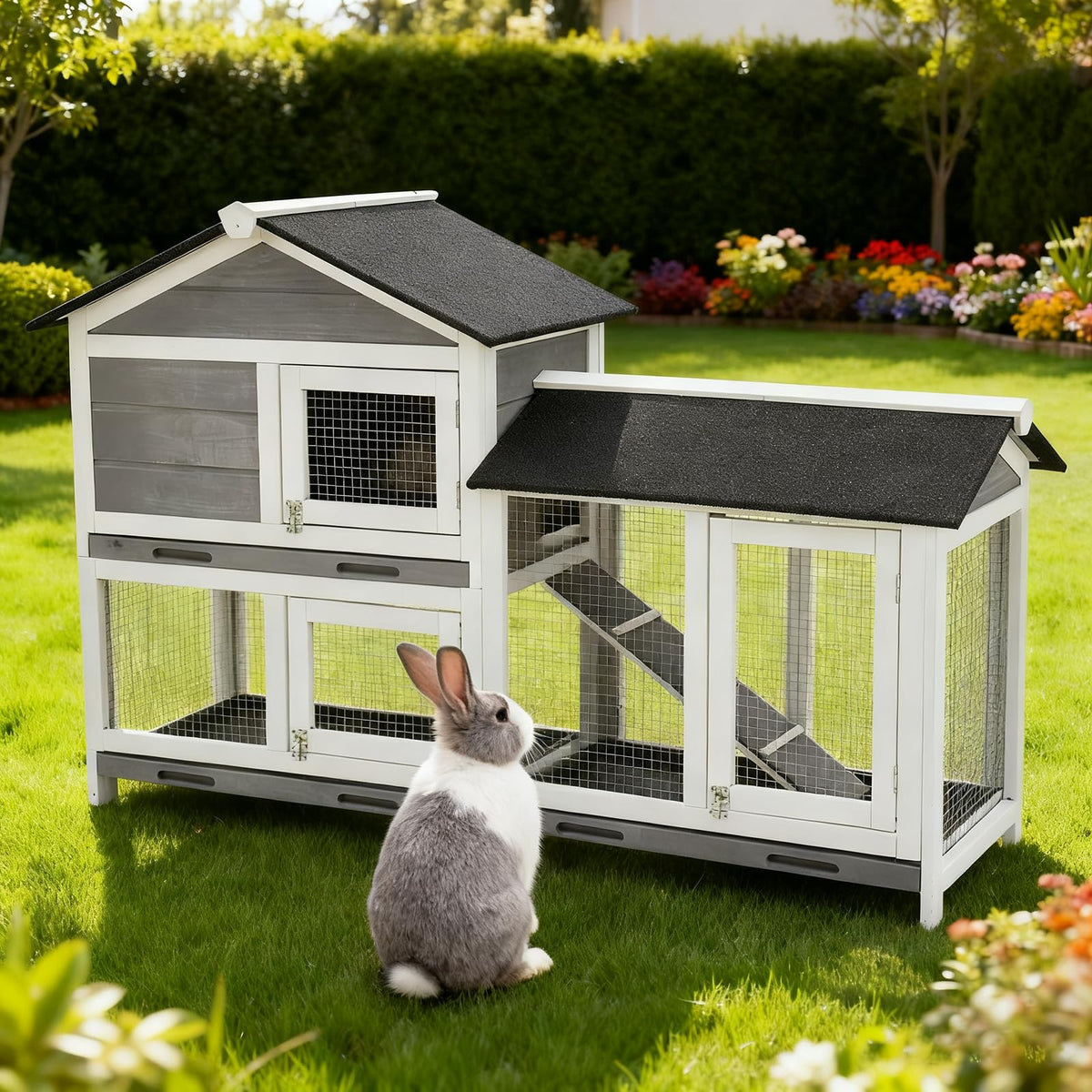 63'' 2-Tier Indoor Bunny Hutch U1421