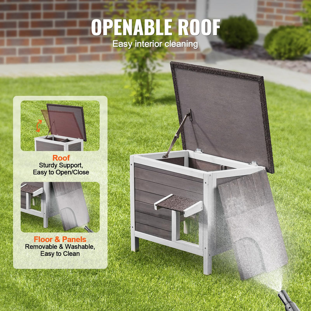 Weatherproof Wooden Outdoor Cat House R674542