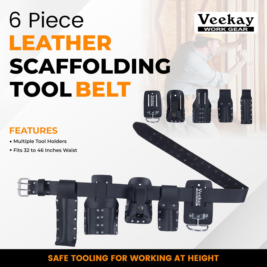 Black Leather 5-Piece Tool Belt Set K6280