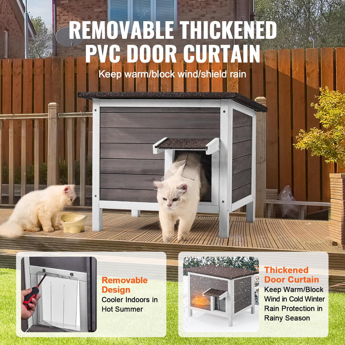 Weatherproof Wooden Outdoor Cat House R674542
