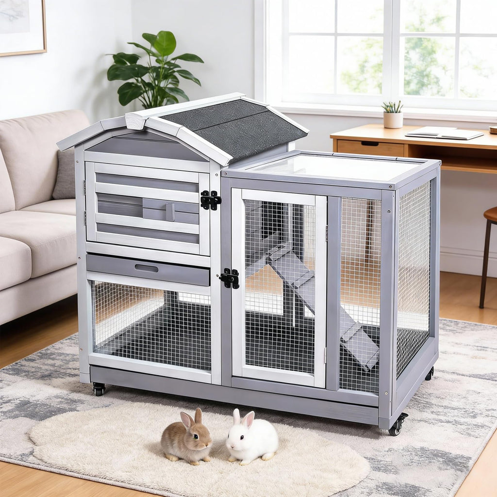 Wooden Rabbit Hutch with Waterproof Roof P6678