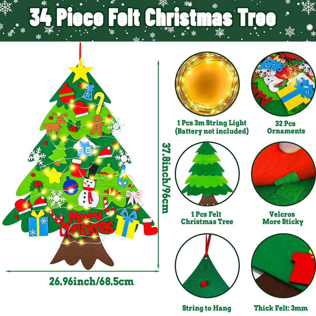 3.15 FT Lighted Felt Christmas Tree X351