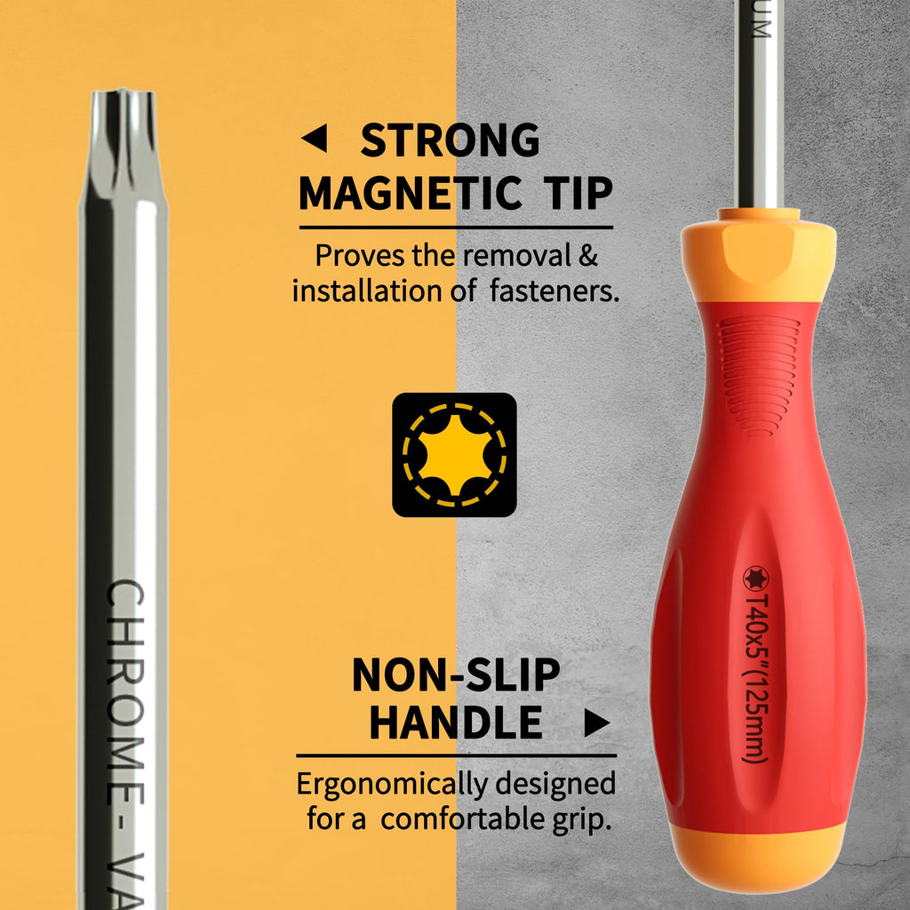 Magnetic Torx Screwdriver Set, 12-in-1 T5-T40 CRV Steel X14924