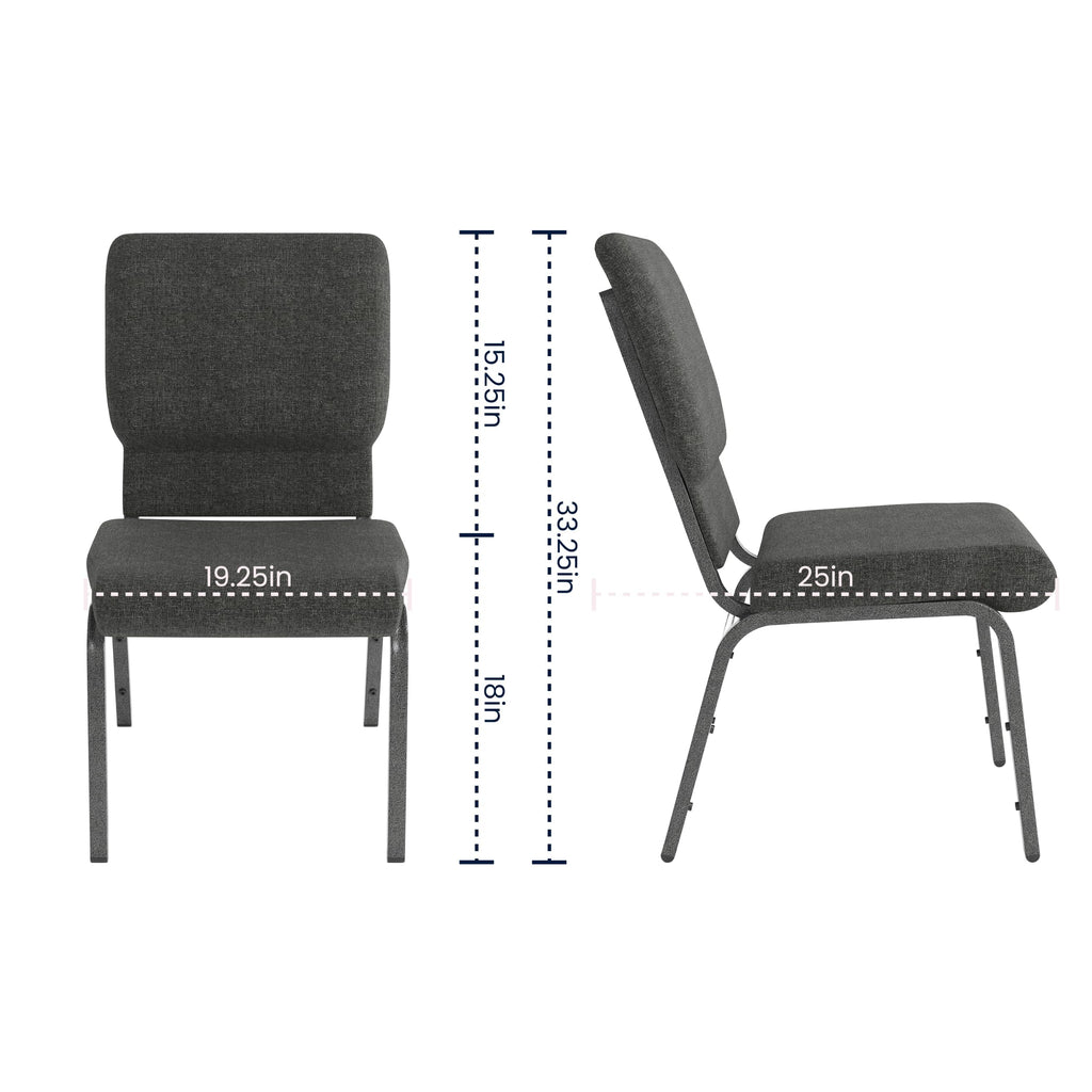 Dark Gray Fabric Stacking Church Chair 4 Pack B41853
