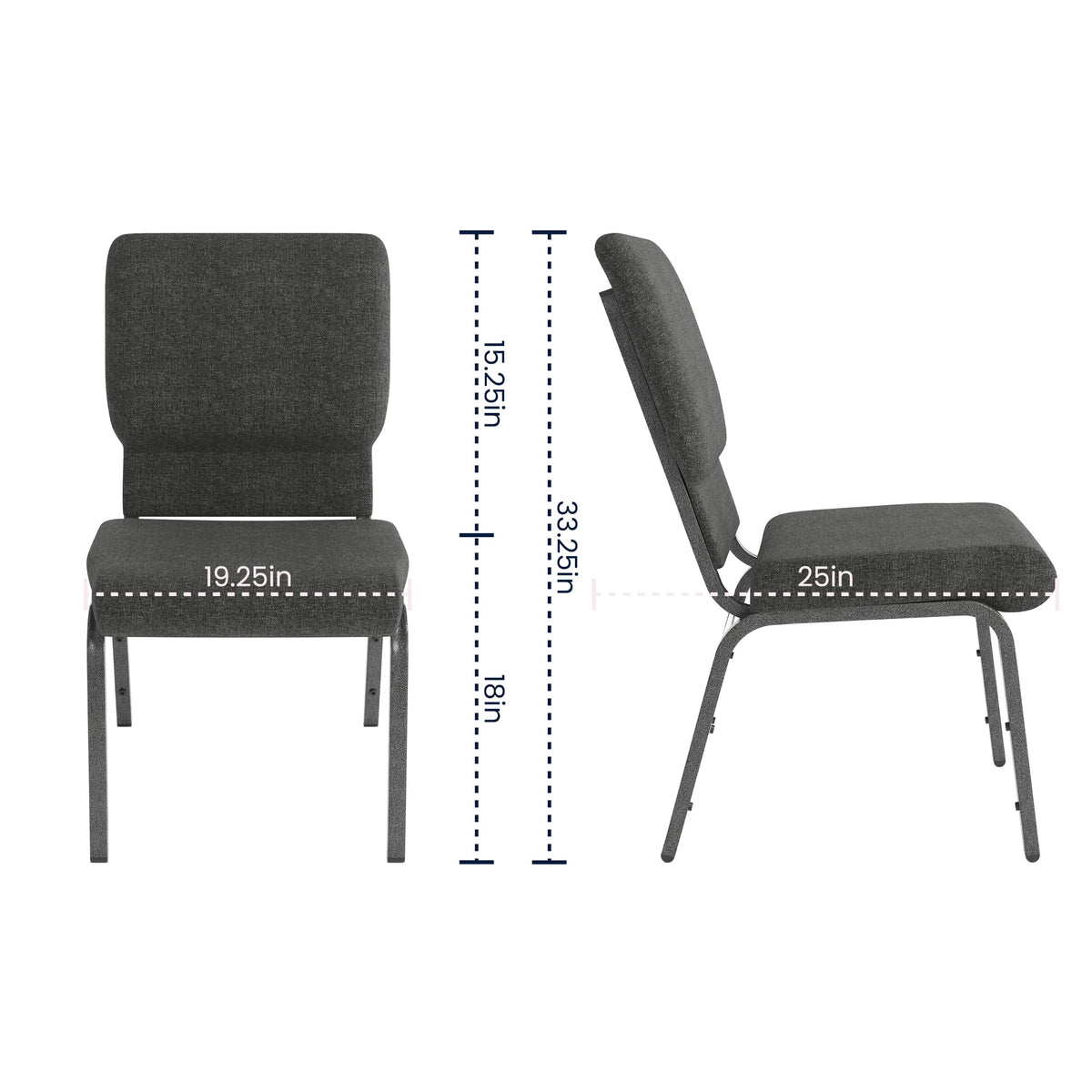 Dark Gray Fabric Stacking Church Chair 4 Pack B41853