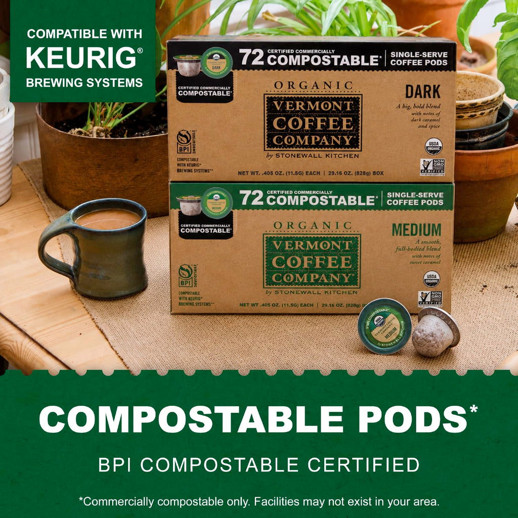 Organic Medium Roast Compostable Coffee Pods, 10CT Z471150