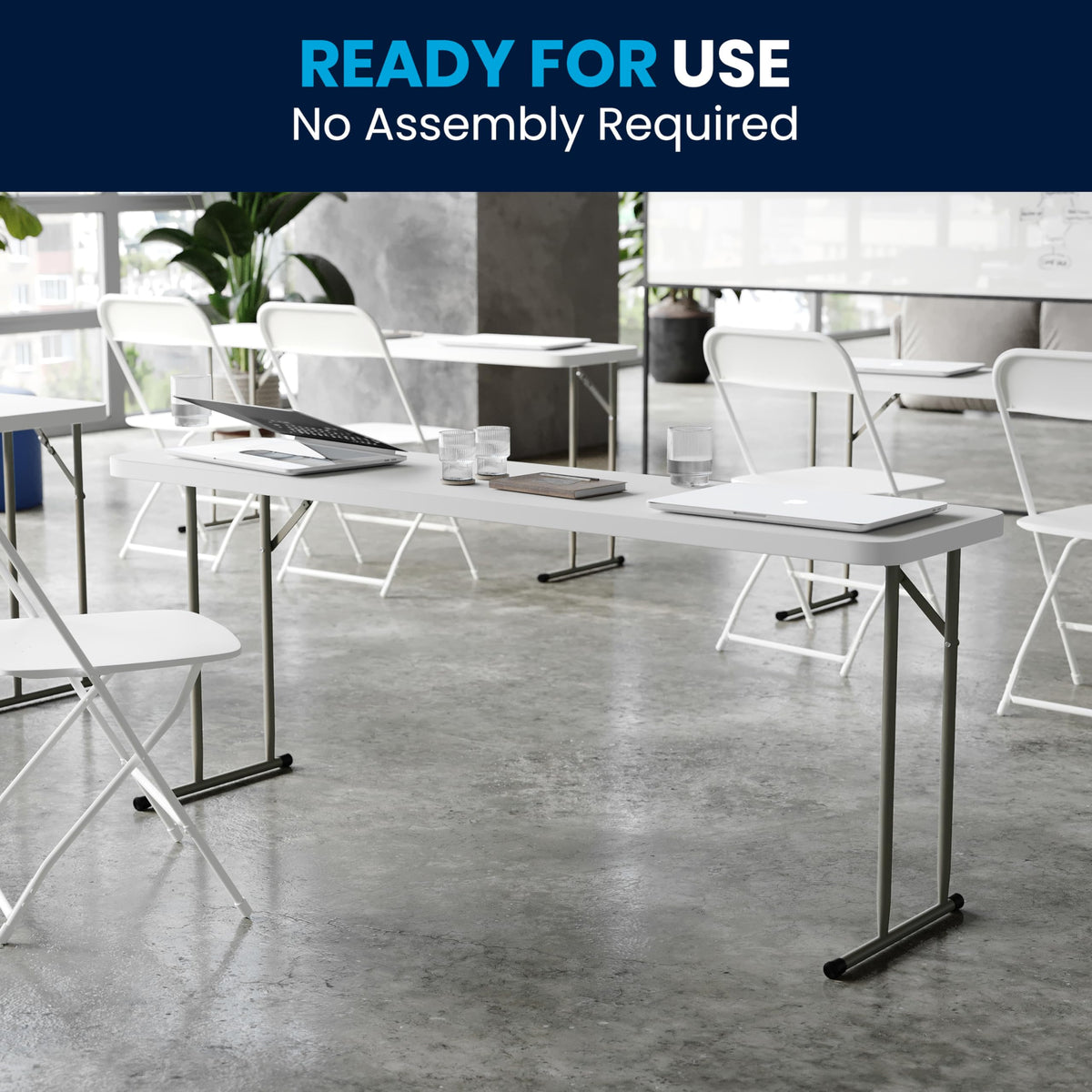6 ft Plastic Folding Training Table Q25833