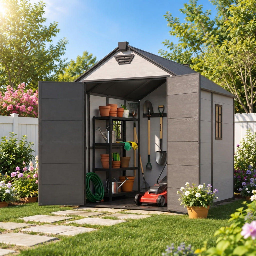 6x8 FT Resin Storage Shed with Floor T16691