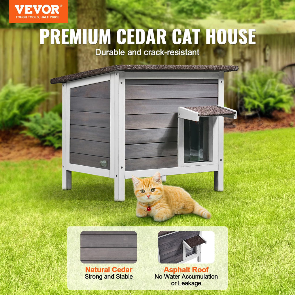 Weatherproof Wooden Outdoor Cat House R674542