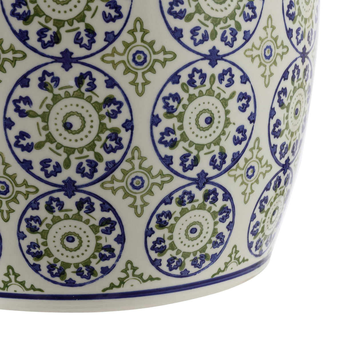 Blue Green Ceramic Drum Garden Stool Z900