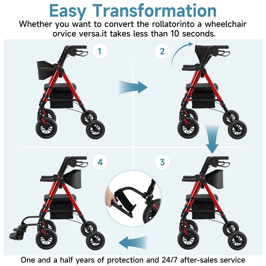 2 in 1 Rollator Wheelchairs Combo with Seat U7858