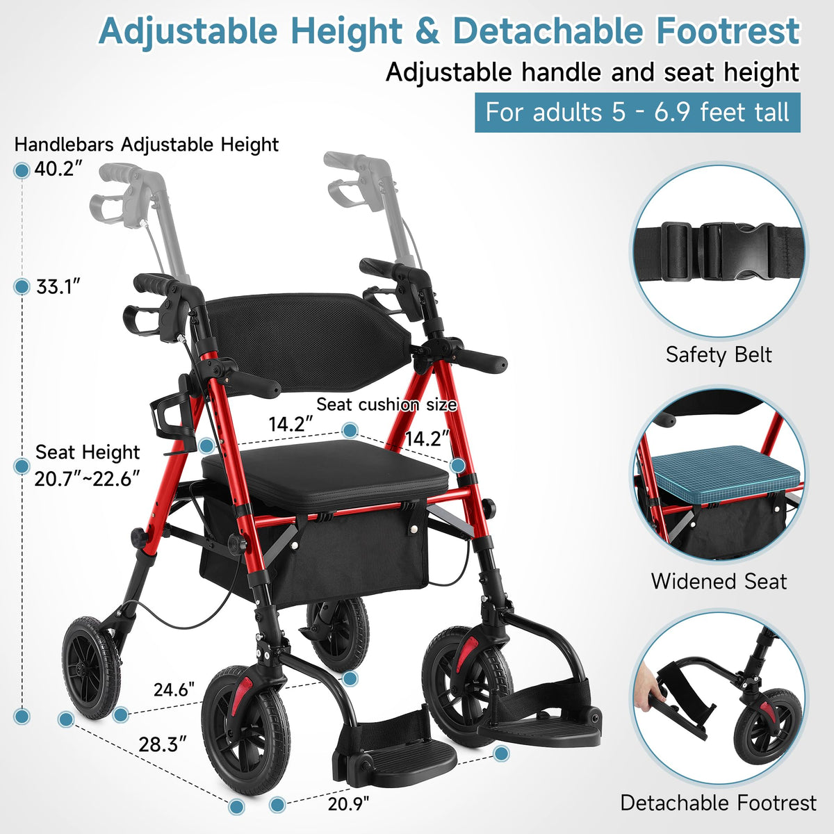 2 in 1 Rollator Wheelchairs Combo with Seat U7858