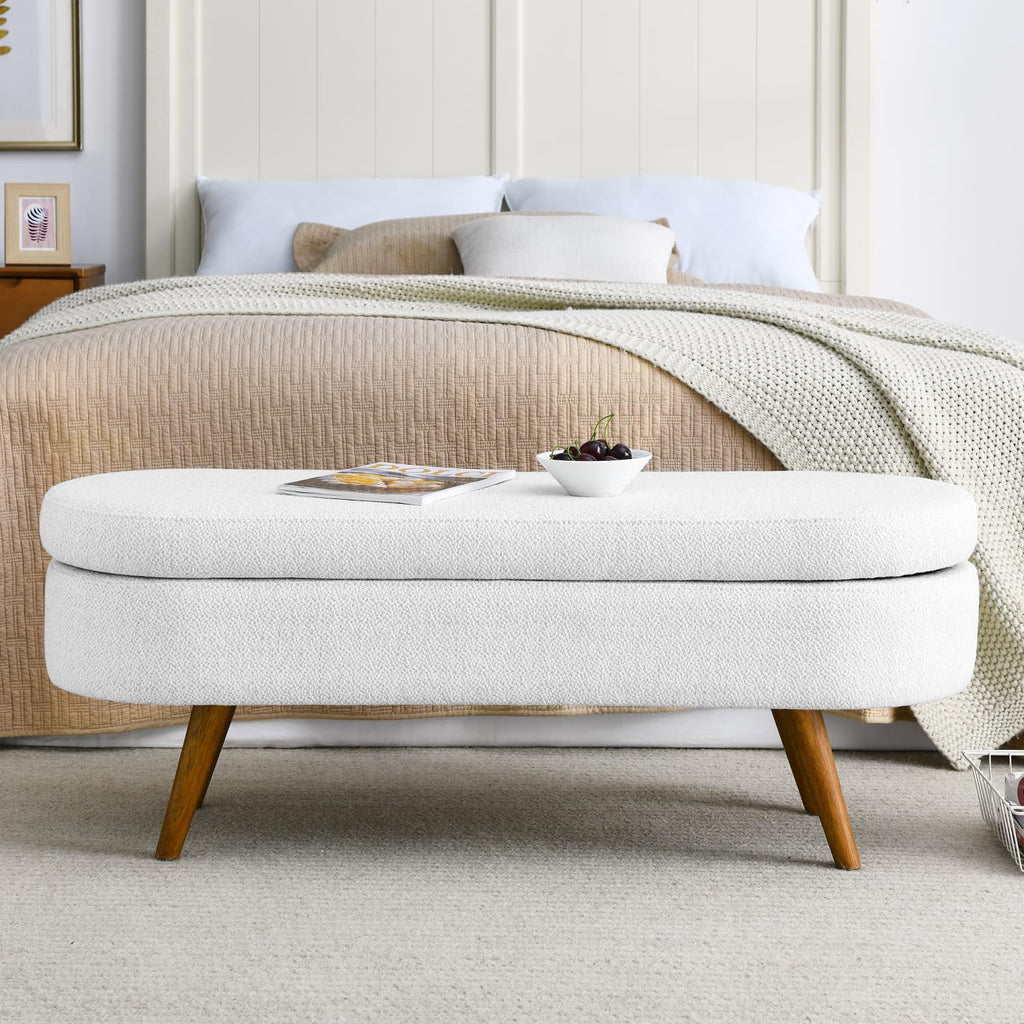 Oval Storage Bench with Rubber Wood Legs C753