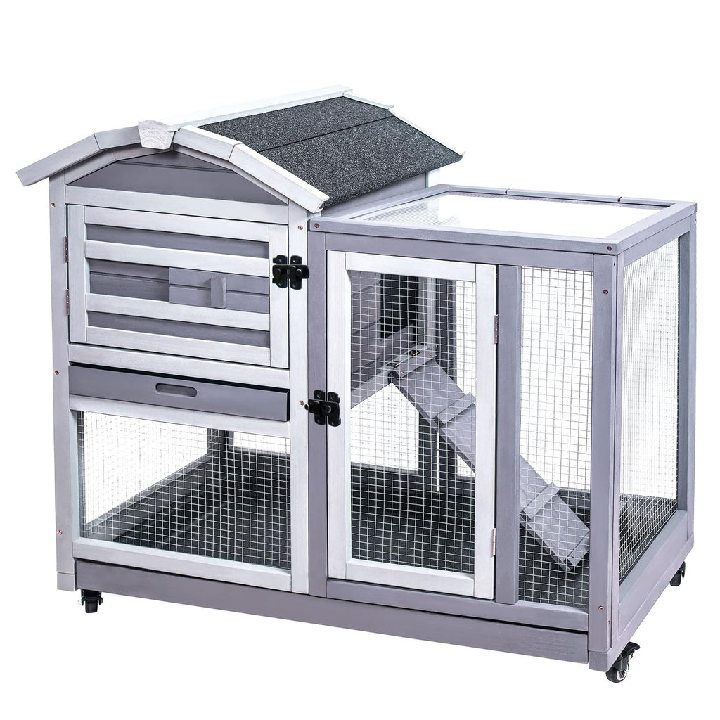 Wooden Rabbit Hutch with Waterproof Roof P6678