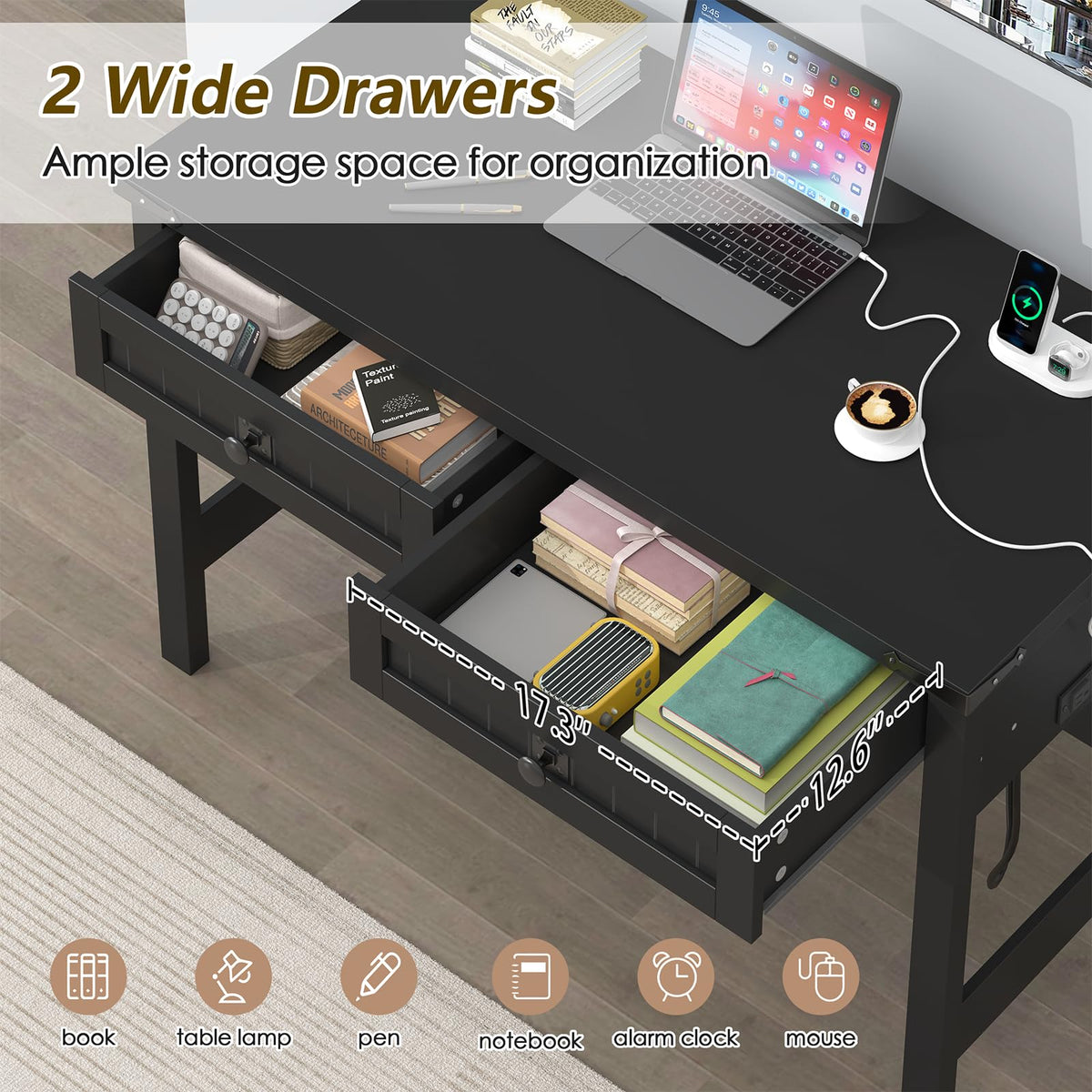 39 Inch Small Computer Desk with Drawers F11285