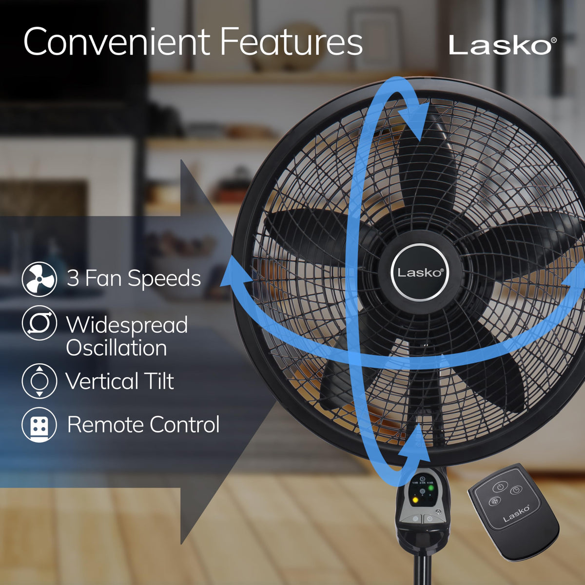 Black Oscillating Pedestal Fan W7422