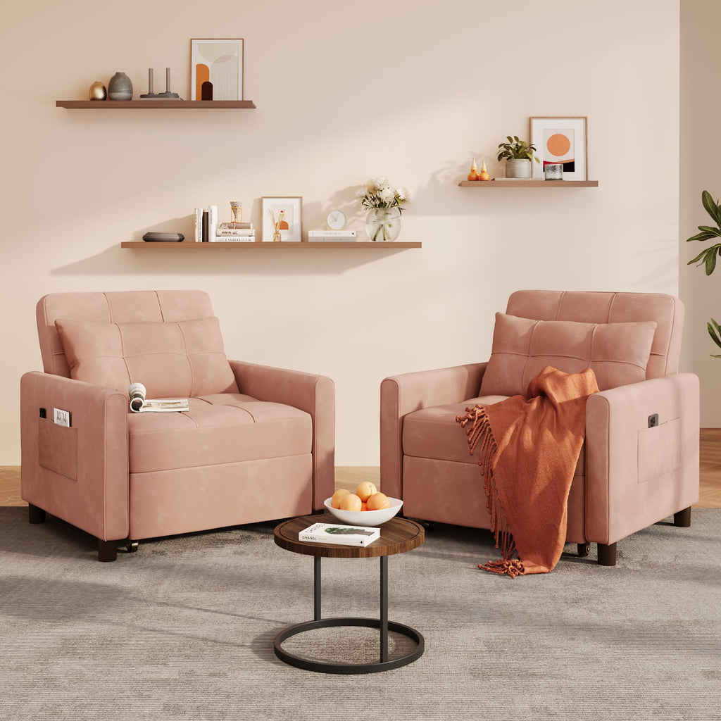 Pink Convertible Sleeper Chair Sofa Bed C513584