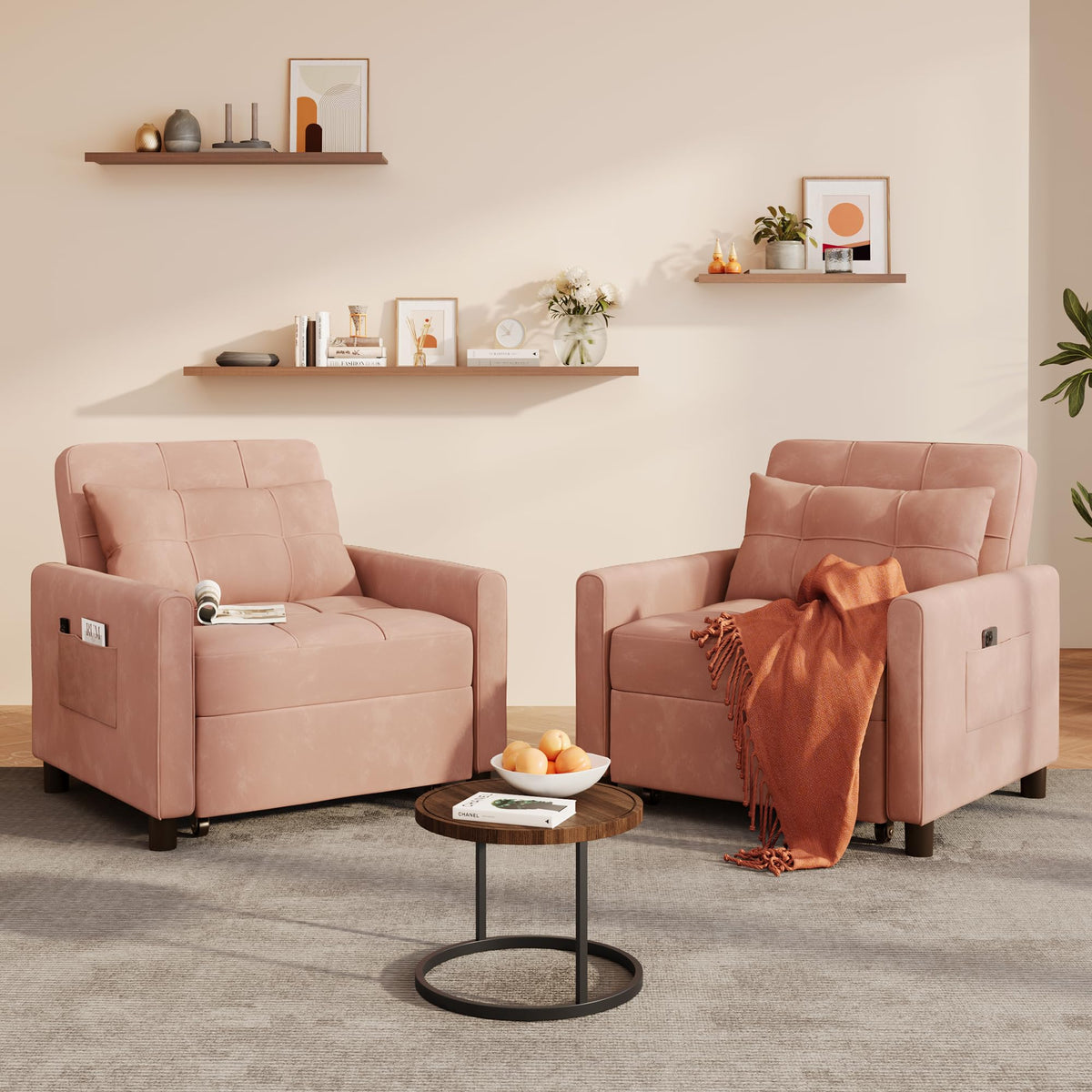 Pink Convertible Sleeper Chair Sofa Bed C513584