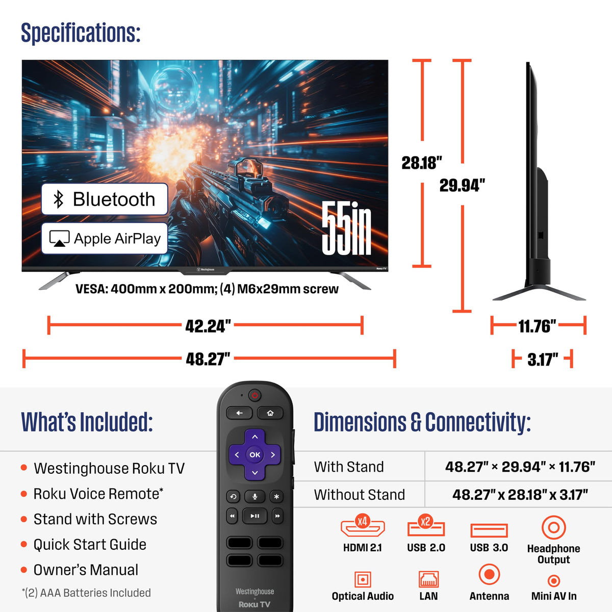 55 Inch Mini LED 4K UHD Smart TV T136097