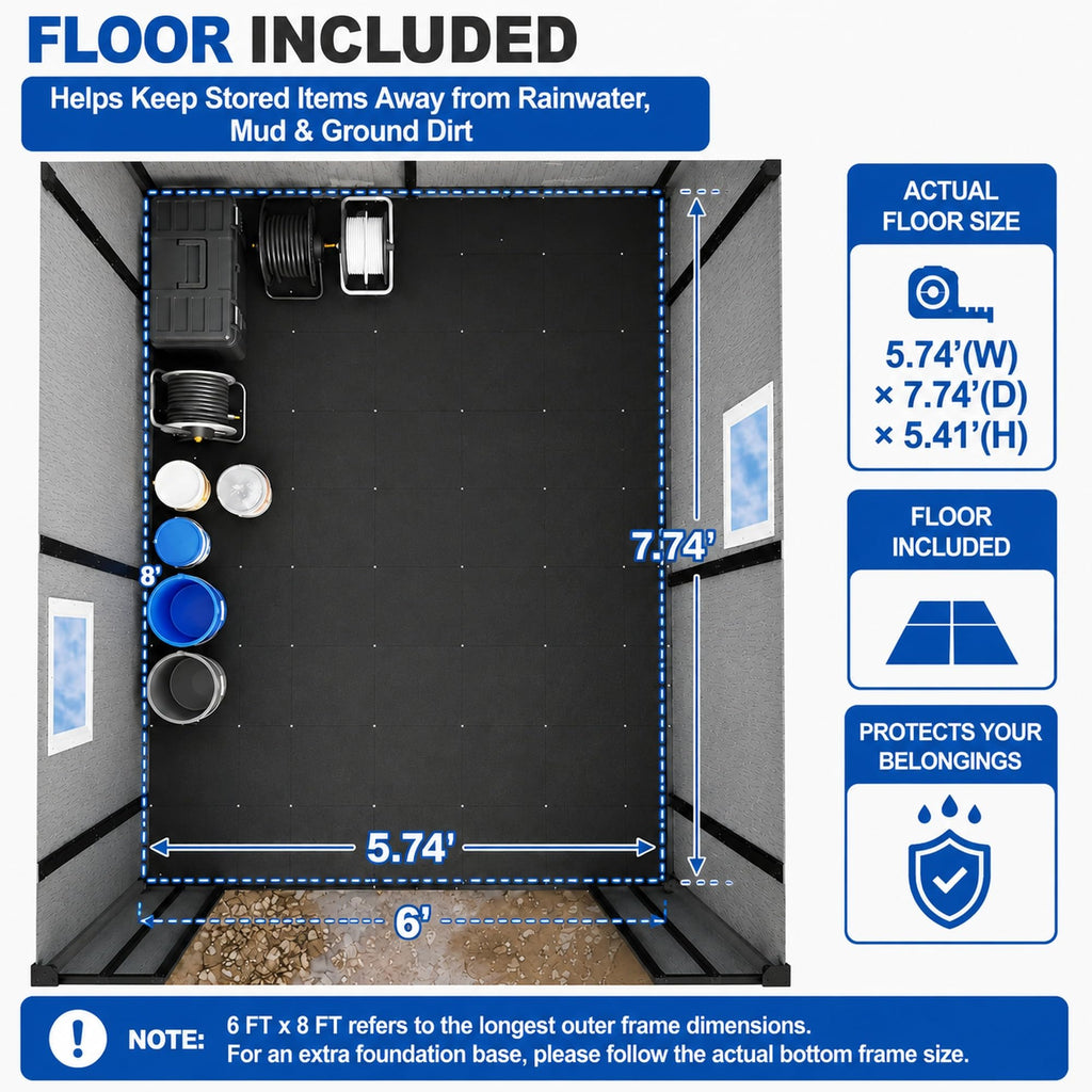 6x8 FT Resin Storage Shed with Floor T16691