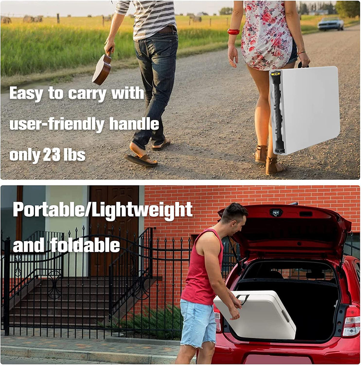 Folding Table 6ft Portable Heavy Duty Plastic White J3822