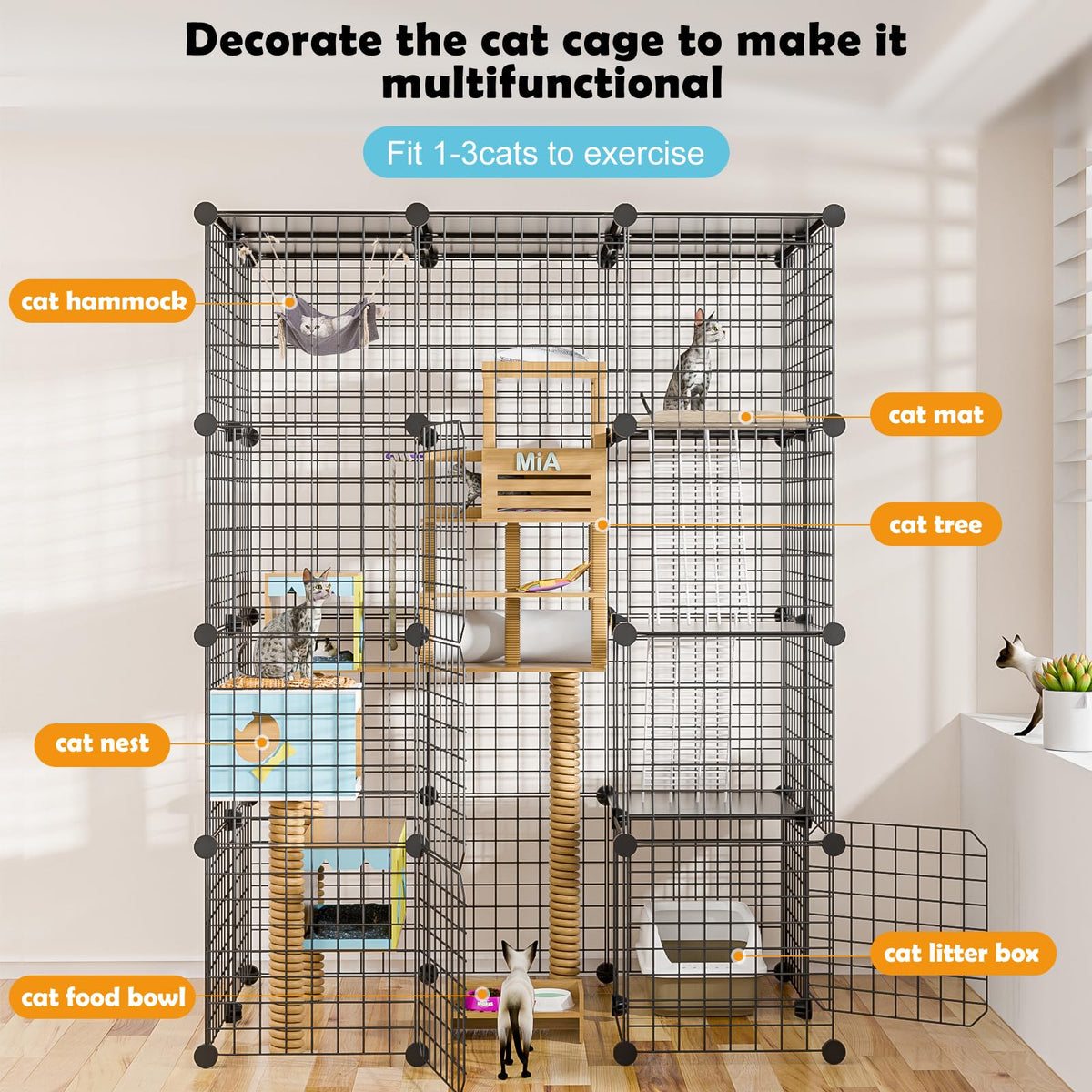 Large Detachable Metal Wire Cat Enclosure W1769
